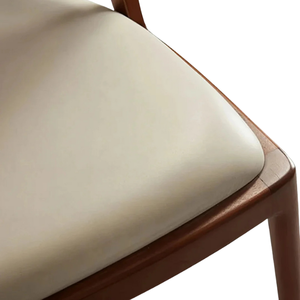 Chaise de salle à manger rectangulaire mince en teck avec siège rembourré, design moderne pour appartement et salles à manger - Product Image 6