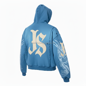 Sudadera con capucha de lana gruesa de lujo con cremallera 420 GSM algodón suave ropa de invierno Pesada Estilo desgastado logotipo personalizado puff estampado sudaderas básicas - Product Image 5