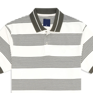 Polo à motif uni décontracté et écologique pour homme 100% haute qualité coton Spandex Olive Stripe Piqué demi-manches - Product Image 2