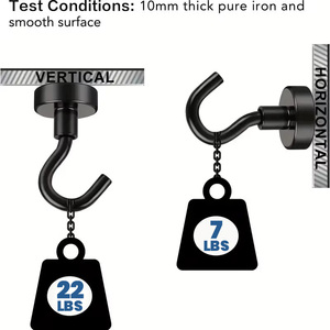 Aimant puissant en néodyme, crochet magnétique noir avec revêtement époxy pour salle de classe, bureau, cuisine, croisière, réfrigérateur, suspension, pliage - Product Image 4