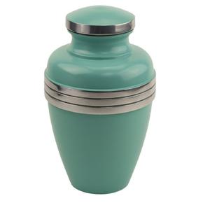 Urnes funéraires pour adultes en laiton de haute qualité avec bande étain et couleur sarcelle Urnes funéraires en métal fini pour cendres humaines - Product Image 1