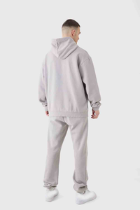 Conjunto de Sudadera con Capucha y Pantalones Deportivos Extra Grandes con Logotipo Personalizado al por Mayor, Chándal Transpirable de Talla Grande, Chándal de Algodón Grueso - Product Image 3