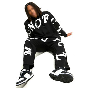 Conjunto Deportivo de Dos Piezas para Hombre, Transpirable, Estilo Urbano, 100% Algodón, Sudadera con Capucha, Logotipo Apilado, Diseño Sólido, OEM - Product Image 3