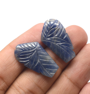 Pares de tallas de zafiro azul natural elegante de 27,10 CTS, talla de mariposa para pendientes, piedra preciosa suelta de zafiro azul Vintage - Product Image 2