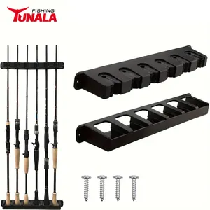 4 Pairs 13.6 Inches Fishing Rod Holder 6 Rod Rack Wall Mounted