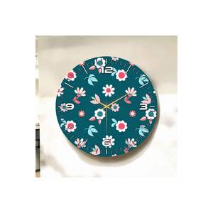 Reloj de Pared de Madera Clásico con Patrón de Flores Impresas Coloridas, Silencioso, de 50 cm, Idea de Regalo Perfecta - Product Image 2