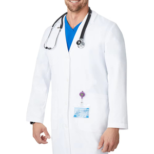 Vêtement médical unisexe en coton 100% avec logo personnalisé en gros, blouse de médecin, uniforme d'infirmière, uniforme blanc pour l'hôpital, blouse de laboratoire blanche à manches longues - Product Image 4