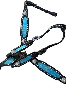 Conjunto ecuestre de cuero de vaca 100% hecho a medida de calidad superior pintado a mano Western Headstall Nylon Breast Collar Direct - Product Image 3