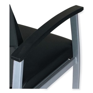 Silla de invitados Alera Metalounge Series con respaldo medio, 24.6 pulgadas x 26.96 pulgadas x 33.46 pulgadas, asiento y respaldo negros, base plateada, Alera ALEML2319 - Product Image 4