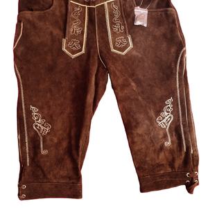 Lederhosen bavaroises pour hommes et femmes, pour l'Oktoberfest, courtes, avec motif brodé et décoration de logo boutonné - Product Image 5