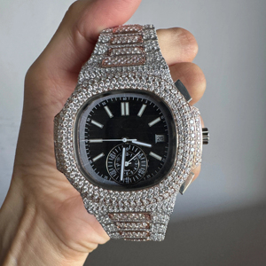 High Quality VVS Moissanite Diamond <b>Wrist</b> Watch <b>for</b> <b>Men</b> Hot Selling Stainless Steel <b>Band</b> Movement Iced out Hip Hop Watch - Product Image 1