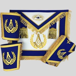 Light Masonic Regalia Set Custom Embroidered <b>Apron</b> Sash and Collar for Freemason Officers - Product Image 1