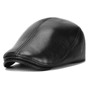Chapeau en cuir d'extérieur pour homme, bérets d'hiver, bonnet chaud pour homme, protection des oreilles, 100% cuir véritable, chapeau de papa, vente en gros, loisirs - Product Image 2