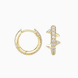 Pendientes de aro de diamantes de oro amarillo de 14 quilates elegantes de la mejor calidad para uso diario o regalos Premium durante las vacaciones disponibles para la venta - Product Image 2