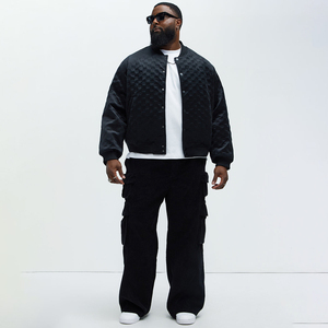 เสื้อแจ็กเก็ตบอมเบอร์โอเวอร์ไซส์แบบพรีเมี่ยมสำหรับทุกเพศสีดำผ้าไนลอนซาตินสไตล์สตรีทแวร์ผ้าซาตินสีดำมันวาวโดยผลิตภัณฑ์ huzaifa - Product Image 1