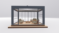 Pergola bioclimatique compacte moderne et écologique en alliage d'aluminium thermolaqué, résistante à la corrosion et imperméable
