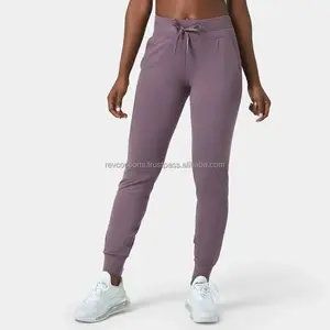 Ladies New Trendy 4 Way Stretch Cotton Sweatpants Drawstring Waist Women Slim Fit Joggers With Pockets Girls Fashion Joggers