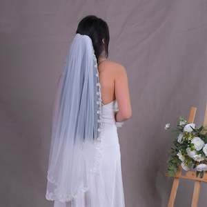 ผ้าคลุมเจ้าสาว Bridella BV201-WY1 สีไอวอรี่ ผ้าลูกไม้และตาข่าย พร้อมหวีติดผม ขอบลายสแกลลอป สวยสง่างาม สำหรับงานแต่งงานและงานเลี้ยงต่างๆ - Product Image 5