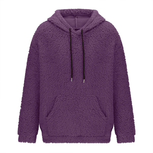 Custom Design Men's Eco-Friendly Windproof 340g Wool <b>Fur</b> <b>Hoodie</b> for Color Drop Shoulder Warm Winter Casual Streetwear - Product Image 1