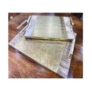 ถาดเสิร์ฟอาหารอิสลามถาดโลหะไม้สำหรับซัพพลายเออร์ขายส่ง - Product Image 1