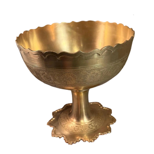 Cuenco de Pedestal de latón de alta calidad con acabado pulido grabado para mesa de cocina cuenco para servir vajilla cuenco - Product Image 1