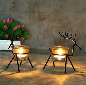 Candelabro de hierro de Reno para Navidad, soporte votivo negro para decoración de hogar y oficina, bodas, fiestas, eventos, decorativo, cantidad grande - Product Image 2