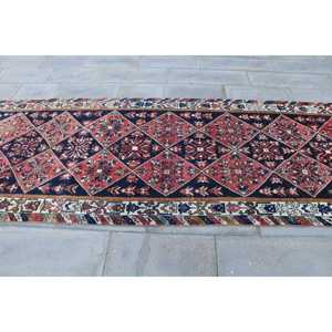 Turkish Rug, 3.9x10.4 ft Vintage Rug, <b>Red</b> Polka dot <b>Wool</b> Rug - Product Image 4