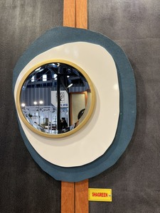 Miroir décoratif style industriel en faux cuir shagreen, finition brossée de qualité commerciale pour usage domestique et commercial - Product Image 5