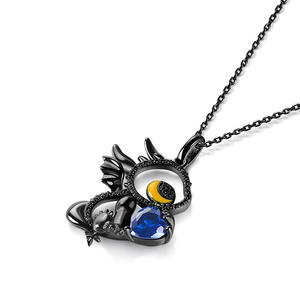 Collier Jeulia Hug Me en argent sterling émaillé, motif cœur de dragon ajouré, avec pierres de naissance - Product Image 3
