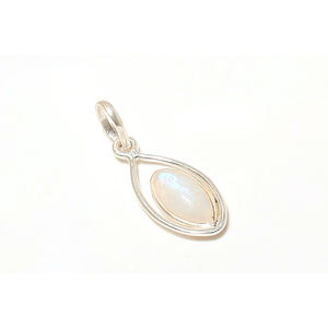 Pendentifs fins et breloques en argent Sterling 925 faits à la main belle pierre de lune arc-en-ciel blanche naturelle en forme de marquise bijoux en pierres précieuses - Product Image 3