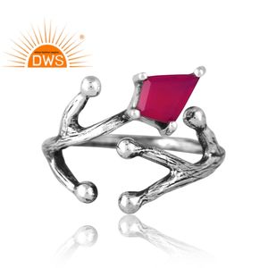Nuevo diseño elegante anillo de piedras preciosas de Calcedonia Rosa Natural de plata esterlina diseño personalizado joyería para mujer regalo para ella - Product Image 3
