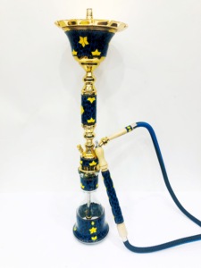 Cachimba de Lujo Chapada en Oro Egipcio con Lacado de Nácar |   Pipa de Shisha Hecha a Mano de Acero Inoxidable para Fumar - Product Image 4