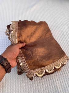 Designer Dames Soie Saree Paillettes Travail Bordure Beau Style Traditionnel Moderne Haute Coton Saree Fête De Mariage Porter Adultes - Product Image 4