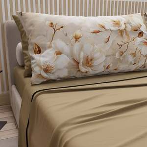 6 pièces de draps en microfibre unie 300 fils, rafraîchissants, infroissables, avec taies d'oreiller imprimées, motifs modernes, anti-boulochage, tissés, toutes saisons, OEM - Product Image 1