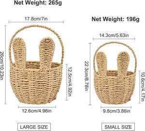 Cesta de Pascua de Mimbre Hecha a Mano con Forma de Conejo y Asa |   Maceta Decorativa de Paja Tejida |   Canasta de Regalo con Conejito para Fiestas Infantiles - Product Image 3