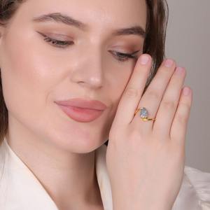 Haute sur demande Dendrite Opale Plaqué Or Bague Poire Réglable Anniversaire Anniversaire ou Cadeaux de Vacances d'Inde - Product Image 5