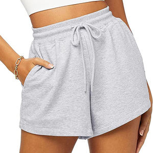Pantalones cortos de chándal personalizados de cintura alta para mujer, pantalones cortos de algodón de felpa francesa informales de talla grande con estampado Digital liso para mujer - Product Image 3