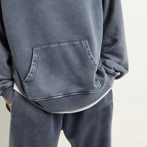 Sweat à capuche vintage personnalisé de haute qualité, délavé à l'acide, pour homme, taille XXS, en coton épais, teinture unie, respirant, écologique, 2 pièces - Product Image 6