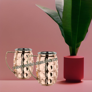 Taza de mula de Moscú de acero inoxidable y cobre hecha a mano al por mayor, diseño minimalista gratuito para servir cerveza, refrescos y Bebidas frías - Product Image 2