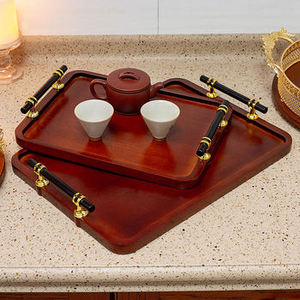 Plateau de service moderne en bois avec poignée en métal, parfait pour la salle à manger et comme accessoire de cuisine, ustensiles de cuisine, accessoires de restaurant - Product Image 5