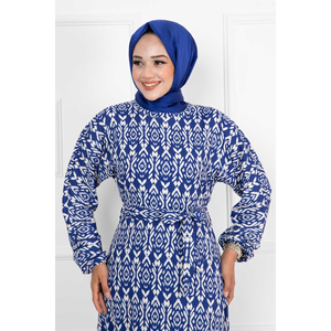 Robe Hijab à manches chauve-souris amovible avec ceinture Saxe - Product Image 4