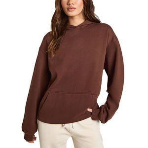 Sweat-shirt en coton léger marron uni personnalisé OEM Hiver Lavage à l'acide Broderie 3D Streetwear Vêtement décontracté pour femmes - Product Image 1