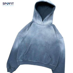 2026 Venta caliente de gran tamaño Sunfade Hoodie 100% algodón holgado sudaderas con capucha al por mayor Streetwear recortada Boxy Fit hombres sudaderas con capucha - Product Image 1