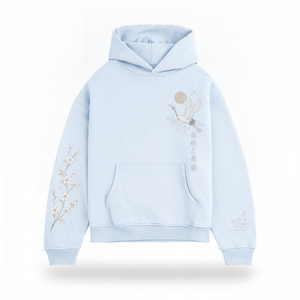 เสื้อสเวตเชิ้ตมีฮู้ดสีฟ้าอ่อนสำหรับผู้ชาย ทรงปกติ ผ้าฝ้ายถัก สวมใส่สบายๆ ในฤดูใบไม้ร่วง มีกระเป๋า ดีไซน์พิมพ์ลายโลโก้ที่แขนซ้าย - Product Image 5