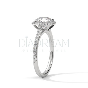 Vente chaude ronde coupe Leb Grown diamant Halo bague de fiançailles avec argent Sterling 925 conception personnalisée bijoux d'élégance classique - Product Image 5