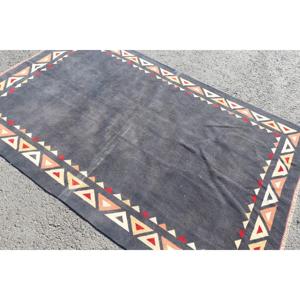 Alfombra Turca Vintage de 4.7x7.3 pies (144x223 cm), Alfombra Azul y Roja con Diseño de Parches - Product Image 2