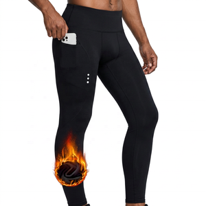 Collants noirs ajustés sans couture pour femmes, longueur longue, en spandex et nylon, avec poche et motif flamme - Product Image 3