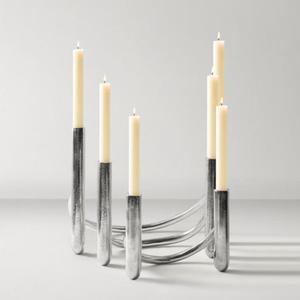 Luxurious aluminum <b>candle</b> holder with contemporary design ideal for home accent pieces living room shelf and <b>aesthetic</b> decor - Product Image 3