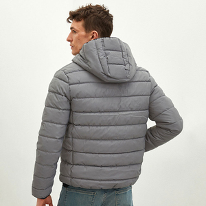 2026 Detachable Custom Embroidery Logo Men's Hooded Warm Outdoor Winter <b>Canvas</b> Puffer Quilted Padded Bubble <b>Jacket</b> - Product Image 5