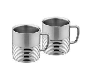 Juego de 2 tazas de café estándar de diseño ventajoso, utensilios de mesa de acero inoxidable, tazas decorativas para bebidas de té y café en India - Product Image 1